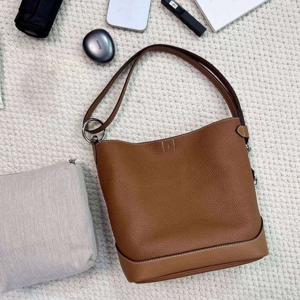 Genuine Women's Underarm Bucket New Niche Design Top Leather Fashionable Simple Single-Shoulder Crossbody Bag Suotong260113