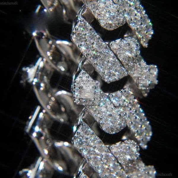 Bargain Sale 18mm Link Chain Button Design Moissanite Bracelet Necklace Custom Hip Hop Dia Cuban Links