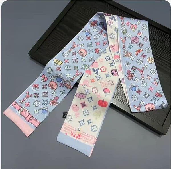 New Fashion 120cm Small Scarf Print Women Silk Scarf Designer Luxury Brand Head Scarf Handle Bag Ribbon Small Long Scarves