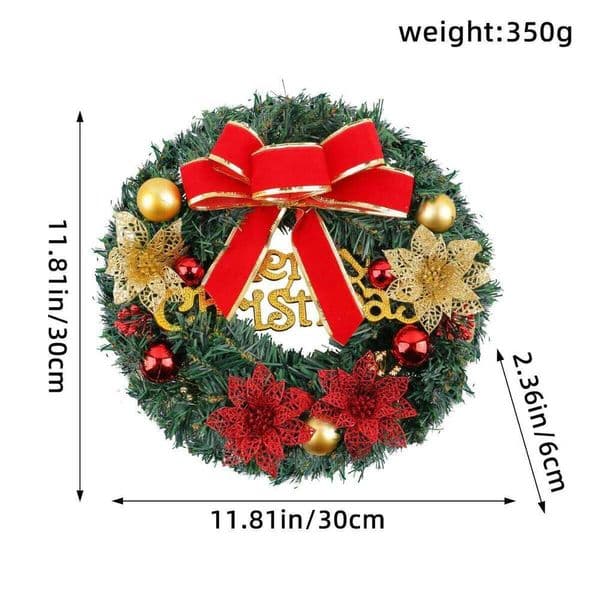 30CM Garland Front Door Window Decoration Navidad New Year Party Supplies Christmas Wreath Pendant Ornament 26Y0202