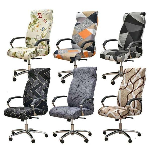 1PC Printed Office Cover Stretch Spandex Gaming Armrest Chair Slipcover Elastic Rotating Seat Protector for Study Room 26Y0202