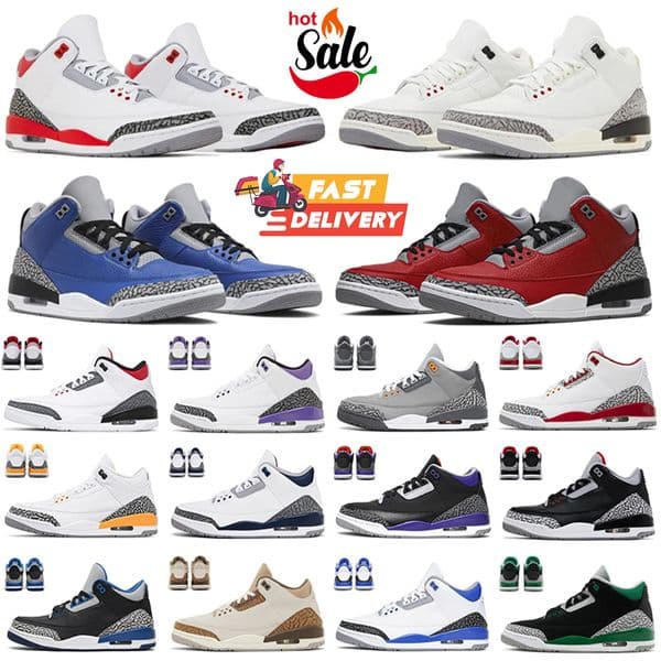 2026 3 basketball shoes 3s Midnight Navy Green Glow White Cement Fire Red Pine Green Cardinal Racer Blue Dark Iris UNC Men Women Sports Trainers DHgate