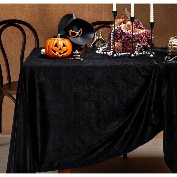 Black Velvet Tablecloth Halloween Luxurious Solid Rectangle Table Cloth for Party Wedding Kitchen Dinning Tabletop Decoration 26W0202