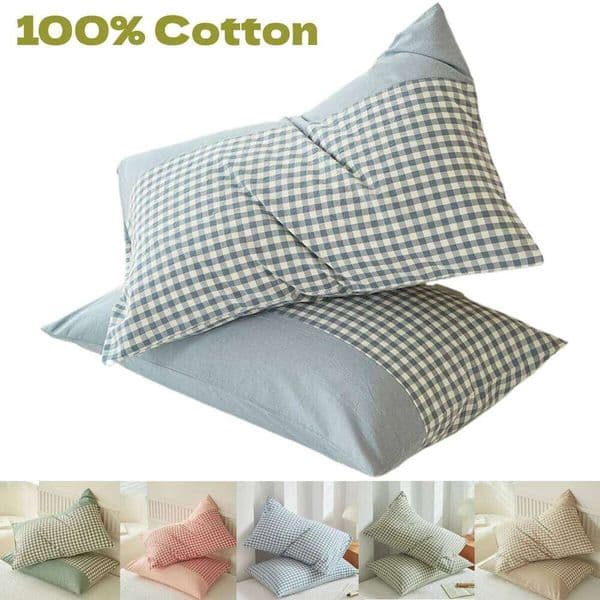100% , Grid Special Wrinkle Craft Super Soft Egyptian Cotton Summer Fall Simple Sleep Pillowcase 26Y0202