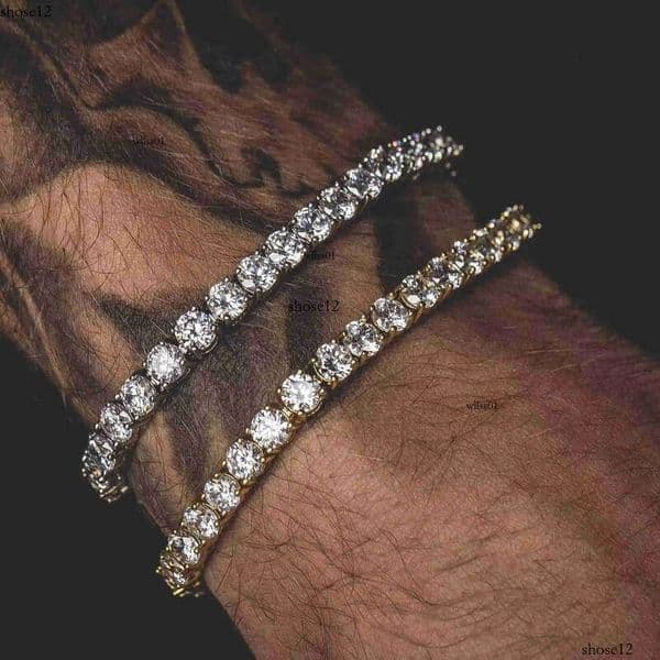 Iced Out Gold CZ Charms Tennis Bracelet - Unisex 3mm-6mm AAA+ Cubic Zirconia Hip Hop Jewelry for Gifts