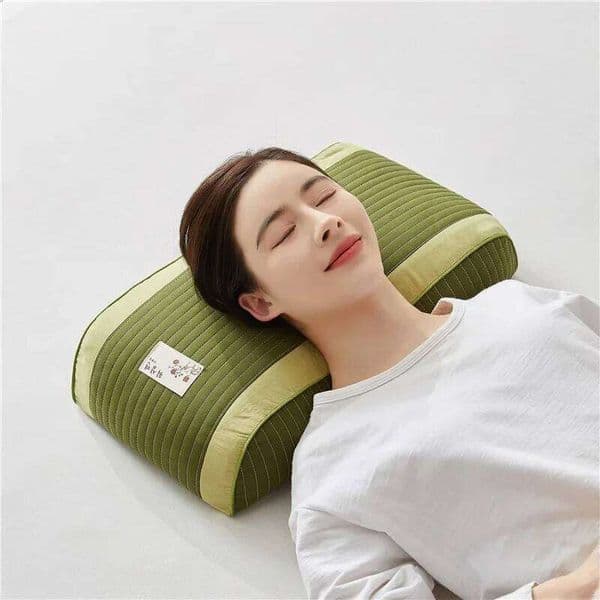 New Stone Washed Double-Piece Neck Buckwheat Improve Sleeping Nap Small High Pillow 26W0203