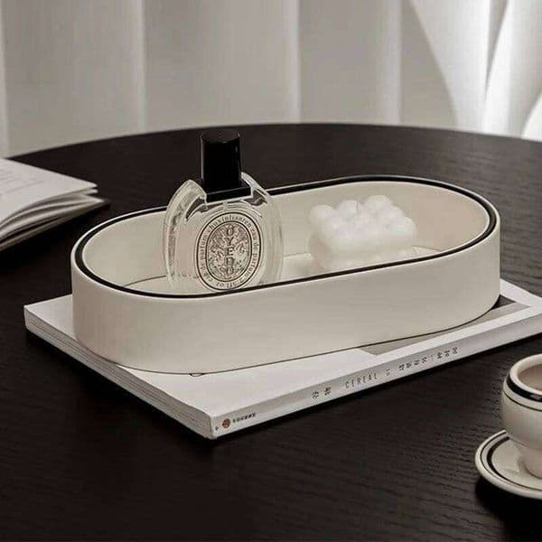 PU Leather Entryway Organizer Box Elegant Valet Tray Keys Jewelry Cosmetics Storage Desktop Decorative Holder for Home 26L0203