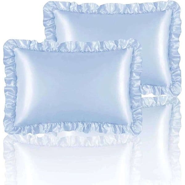 2Pcs Ruffle Satin Pillowcase,for Hair and Skin,Silky with Envelope Closure, Anti Wrinkle Pillowcase for Sofa,Bed 26W0203