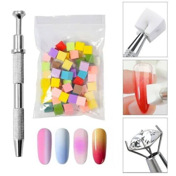 Nail Brush 50/100Pc Nail Art Sponge Stamper Tools Gel Polish Color handmade nail nail charm Gradient Brush Glitter Powder Dotting Pen Manicure Accessories Sti