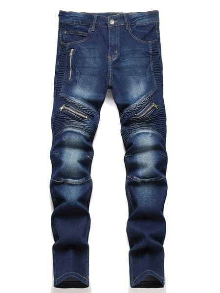 Mens jeans stretch straightleg washed ripped stylish street biker suitable as a gift for boyfriend 260129BANJIA