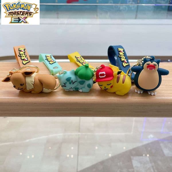 Sleeping Position Cute Plush Pokmon Pikachu Car Keychain Bag Pendant Wholesale L260203