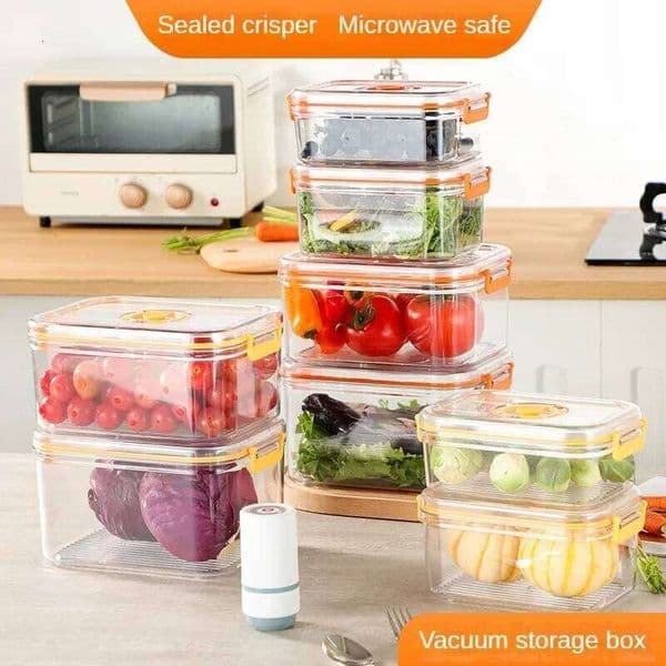 Vacuum Fresh-keeping Box Refrigerator Sealed Canister Microwavable Transparent Food Storage Container Kitchen Organizer Bento 26Y0203