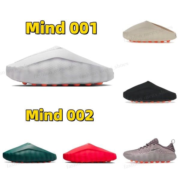 Desginer Mind 001 Slide Slides Mind 002 Slippers Soft Rubber Tech Comfortable Sandals Mules Clog Black Red Bone Light Smoke Grey Men Women Summer Shoes