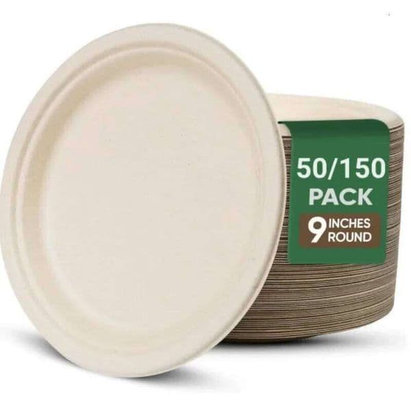 9/7/6 Inches Disposable Plates For Party 100% Compostable Microwavable Paper Plate Bulk 50PCS 150PCS 26L0203