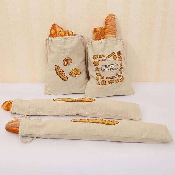 Portable Linen Bags Reusable Homemade Drawstring Loaf Kitchen Bread Large Washable Storage Bag Food Organizer 26Y0202