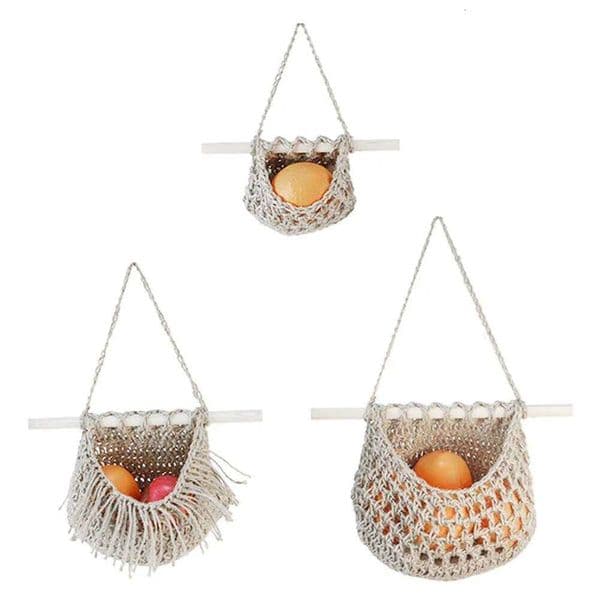 3 Tier Hanging Basket Woven Kitchen Organizer for Vegetables Bananas Storage Cotton Rope Fruit Hammock Home Decor 26Y0203
