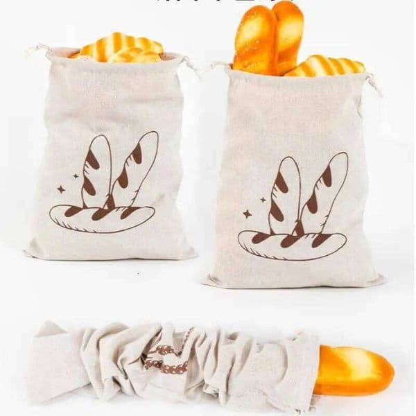 Linen Bread Bags Reusable Drawstring Large Washable Storage Food Accessories Home Unbleached Kitchen Organizer 26Y0203