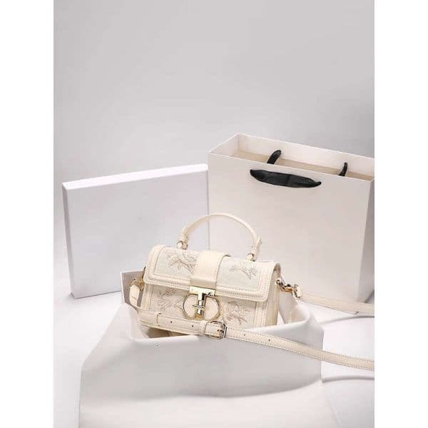 National Style Handmade Embroidery Color-Block Box For Women New High-End Single Shoulder Handbag Light Luxury Crossbody Bag MASA