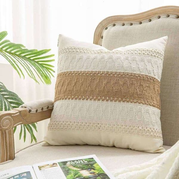 1pc linen patchwork pillowcase is detachable and washable, with no filling inside, suitable for multiple occasions 26W0203