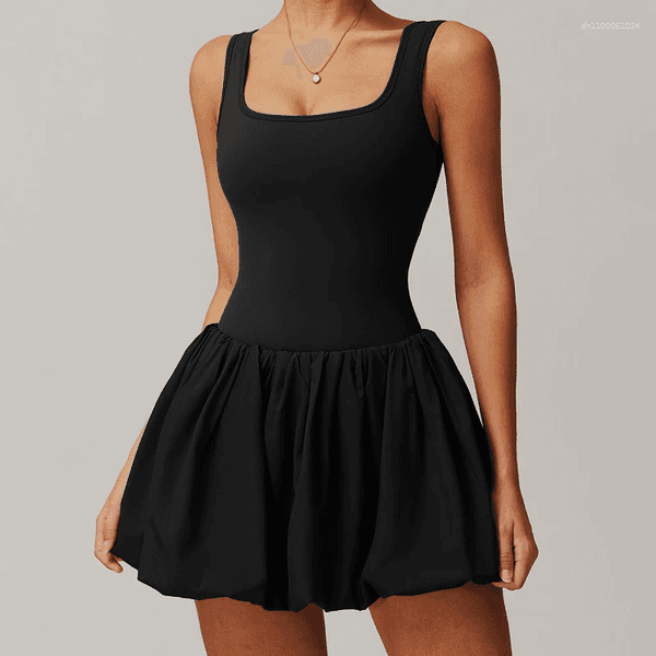 Casual Dresses Summer Fake Two-piece Sports Dress Ladies Outdoor Running Fitness Tennis Skirt Ballet Sleeveless Vest Slim Women