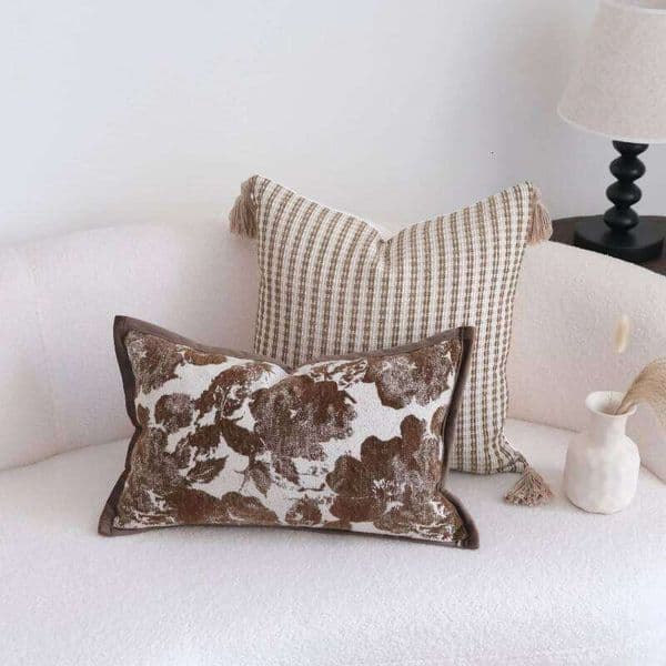 Pillow Case Coffee Brown Maillard Cushion Cover Retro Geometric Jacquard Case Wabi Sabi Pillow Covers Decorative Modern Luxury Home 26W0203