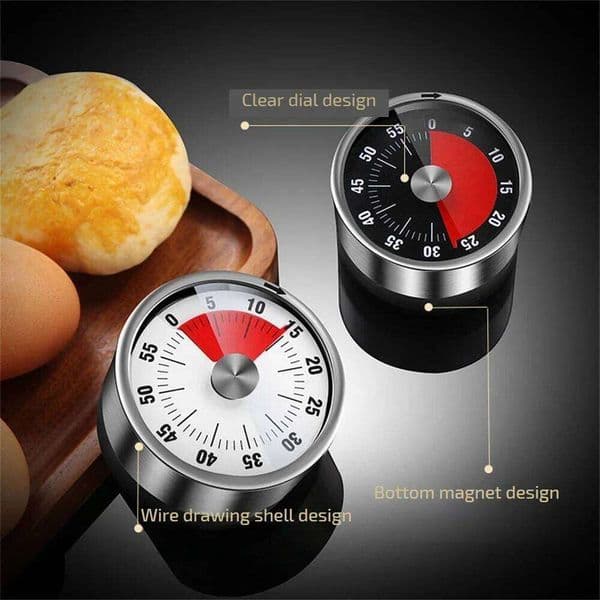 New Stainless Steel Visual Mechanical Kitchen 60-Minutes Cooking With Loud Alarm Clock Timer 26Y0203