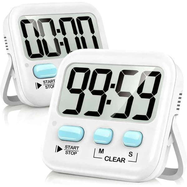 2 Pack Digital Timer with Magnet, Loud/Silent Modes for Kitchen, Classroom, Exercise - Battery Included 26Y0203