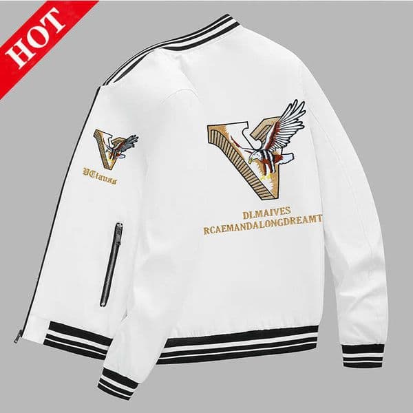 Bomber Trendy Brand 2024 New Eagle Embroidery High-Quality Men's Baseball Jacket Autumn European Fashion Trend