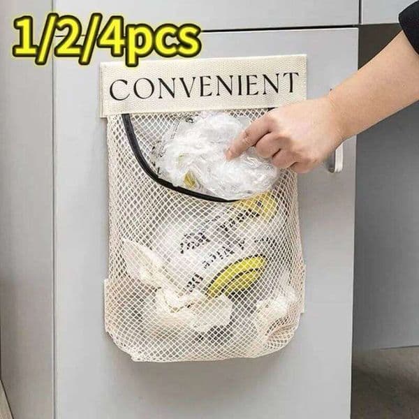 Garbage Storage Kitchen Large Capacity Plastic Bag Breathable Mesh Pocket Organizer Hanging Bags for Miscellaneous Items 26Y0203
