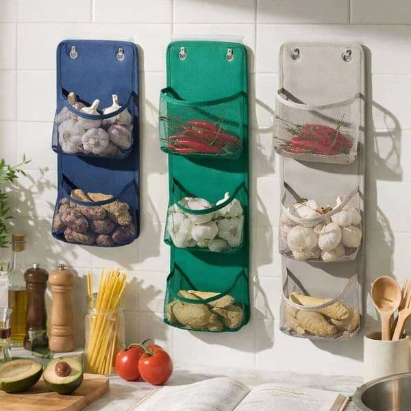 Large Capacity Mesh Basket No Drill Space Saving Bathroom Organizer Breathable Spice Storage Shelf Vegetable Fruit 26Y0203