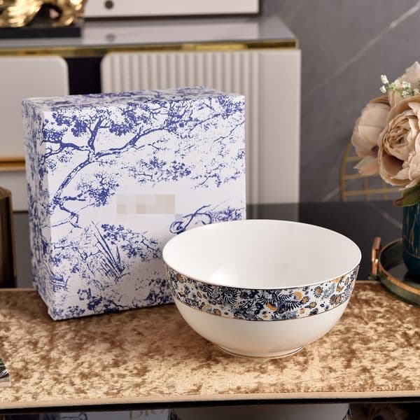 Modern Vintage 8 Inch Ceramic Bowl High Quality Large Capacity Soup Noodle Bowl Home Kitchen Restaurant Use Durable Heat Resistant Gift
