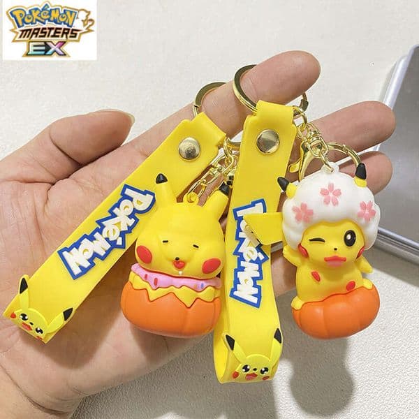 Cross-Border New Cartoon Pumpkin Pikachu Keychain Chain Backpack Pendant Ornament Doll Small Figurine Car Accessories L260203