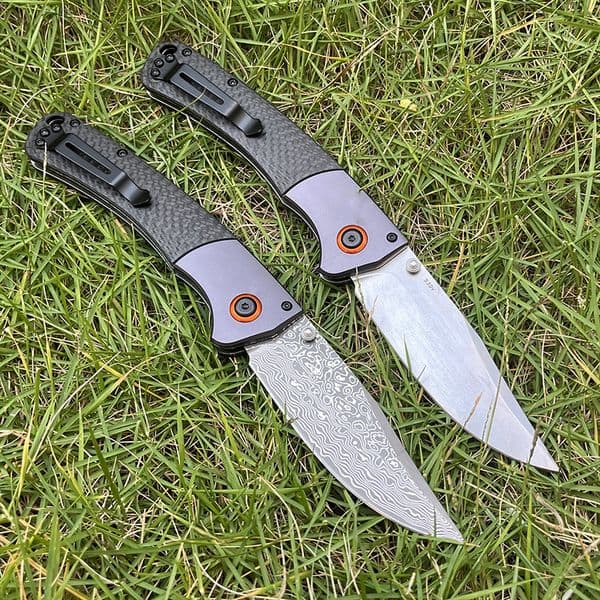 High Quality 15080 Pocket Folding Knife VG10 Damascus Steel/S30V Blade Carbon Fiber with Steel Head Handle Outdoor EDC Pocket Knives