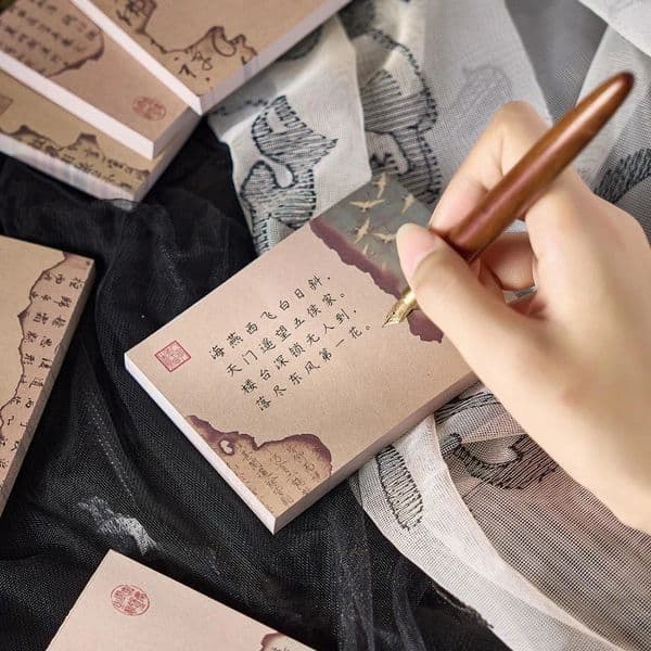 2026 New Bulk Office Supplies Wholesale Chinese Ancient-Style Instagram Message Portable Notepad 80 Pieces Of Memos School Hand-Held Notes F