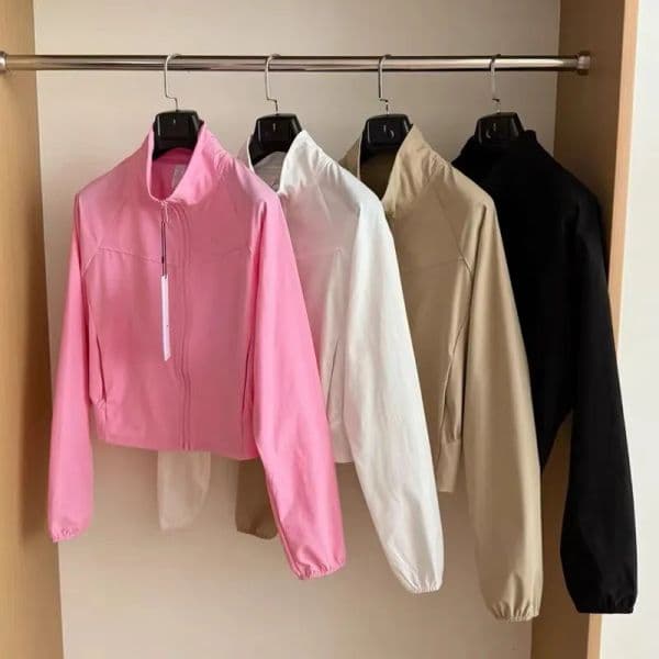 Women Designer Yoga Jackets Sports Stand-Up Collar Coat Windproof Running Clothes Quick-dry Long Sleeve Zipper Tops And Shorts Long Legging Fitness Sets 0203