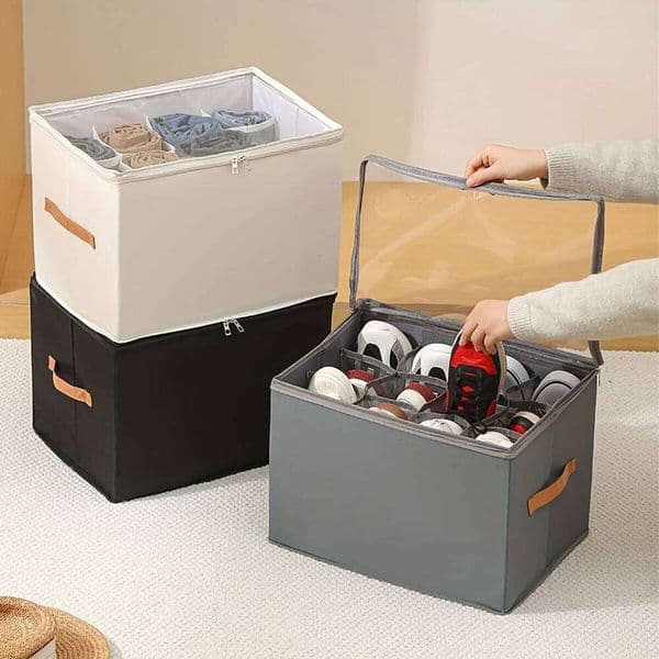 Pure color of household clothing shoes with cover finishing receive a case 12 fabric folded wardrobe underwear sorting bin 26L0203