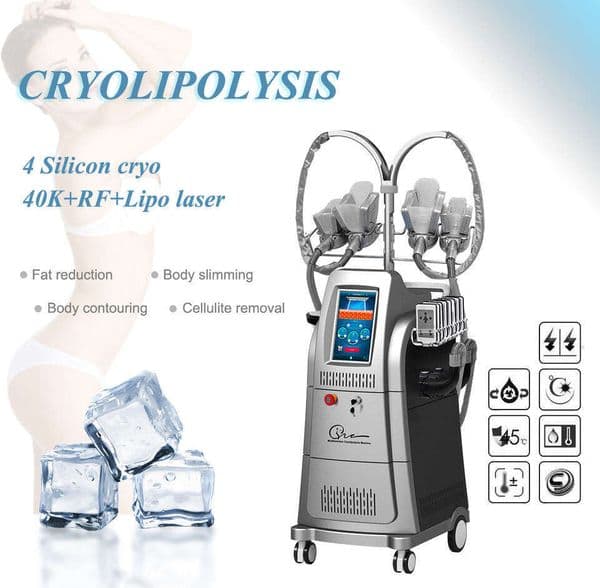 In Stock Fast Weight Loss 4 handles Silicon Cryo Vacuum Body Slimming Cooling Fat Freezing Equipment Crylipolysis Laser Lipolysis pads Tech for women men