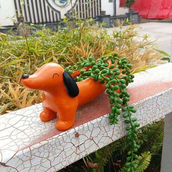 Dachshund Resin Succulent Flower Cute Dog Pot Planter Aesthetic for Flowers & Small Plants 26W0203