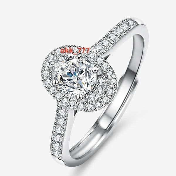 VVS1 05Ct Mossanite 925 Sterling Silver Jewelry Custom Oval-shaped Diamond Round Brilliant Cut Wedding Lab Grown Ring