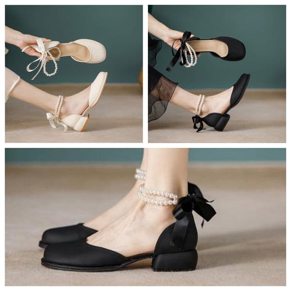 Designer Bow Tie Sandal Designer Ballet Flats Sandals Dress Shoes High-heeled Shoe Womens Black Flat Boat Shoe Ladys Shoes White