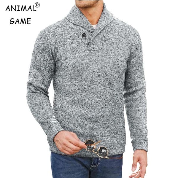 Autumn Mens Long Sleeve Half Turtleneck Sweaters Button Neck Solid Color Winer Warm Sweatshirts Breathable Pullover Men 260130BJ