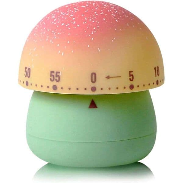 Cute Mushroom Kitchen Timer, 60-Minute Manual Wind-Up Countdown for Cooking & Study 26Y0203