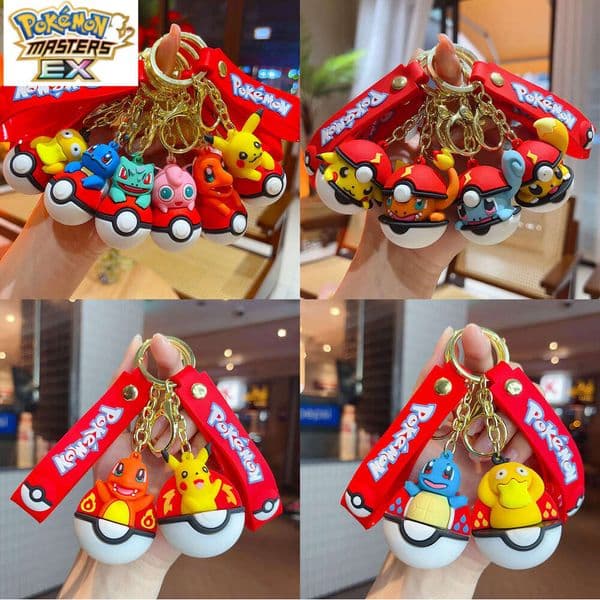 New Pokmon Cartoon Pikachu Pok Ball Key Pendant Plush Keychain Small Gift Wholesale L260203