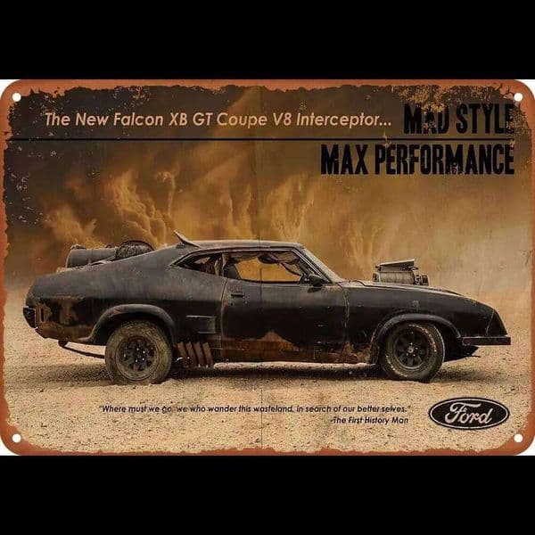 Mad Max Vintage Metal Tin Sign Poster Retro Wall Art for Office Home Classroom Bathroom Decor x Inch 26Y0204