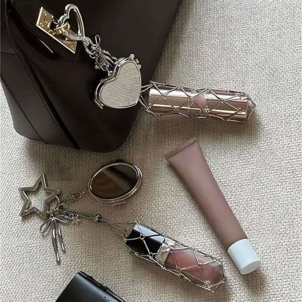 European and American Hot Sale Ins Style Womens Fashion Storage Mirror Box Lipstick Bag Mesh Pouch Keychain Pendant Q260518