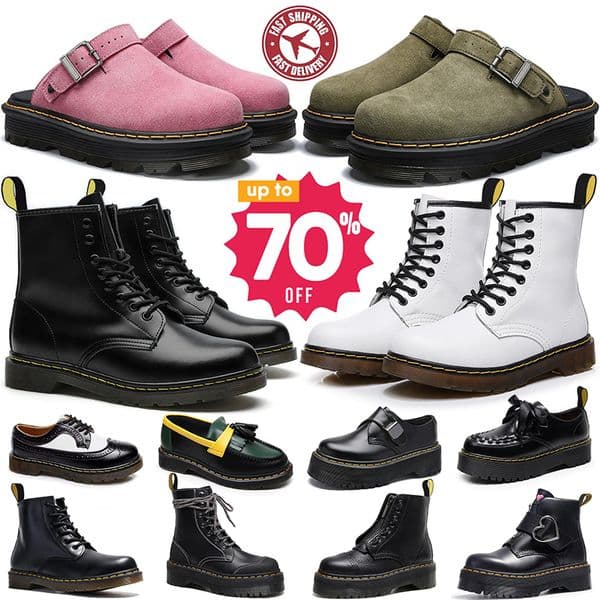 designer boots for womens leather type winter snow velvet Triple Black White martins Oxford Bottom Ankle classic marteen outdoor sandal boot