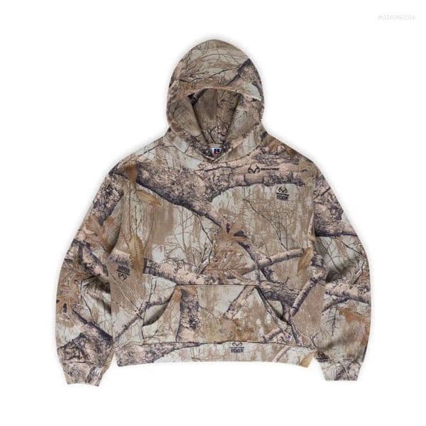 Men's Hoodies American Branch Camouflage Loose Hooded Pullover Sweatshirt High Street Harajuku