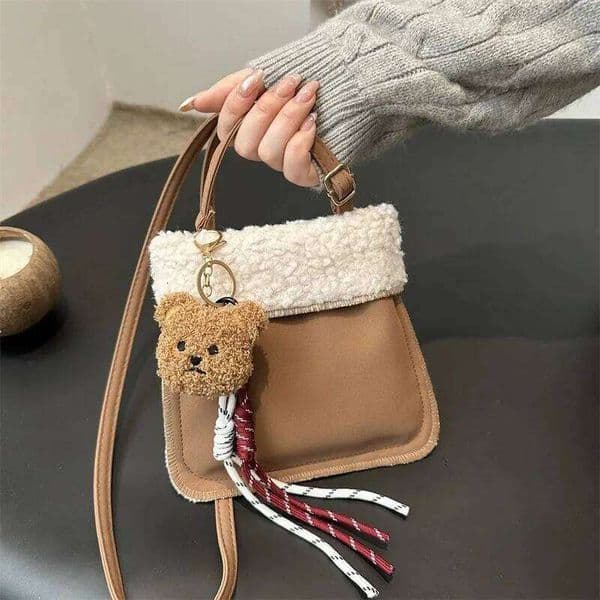 Winter Autumn Cute Bear Fluffy for Women High-end Furry Small Single Shoulder Crossbody Girls Phone Bag Z260204
