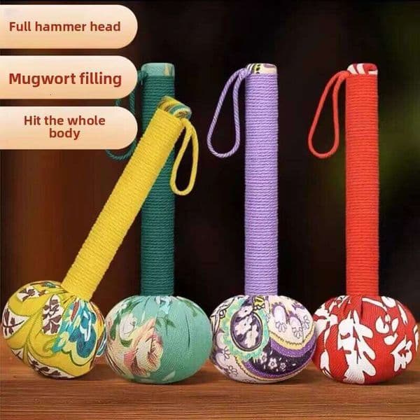 Yiguanghuo Sustainable Mugwort Hammer for Neck, Shoulders, and Back & Meridian Massage - 26cm Single Piece Random Color