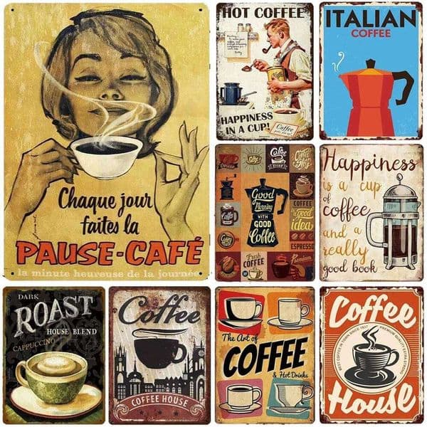 Metal Tin Signs Italian Coffee Wall Decoration Plaque Vintage Art Poster Iron Painting for Man Cave Home Cafe Garden Club Bar 26Y0204